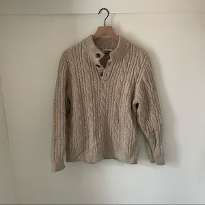 Chunky Wool Blend Fisherman’s Sweater